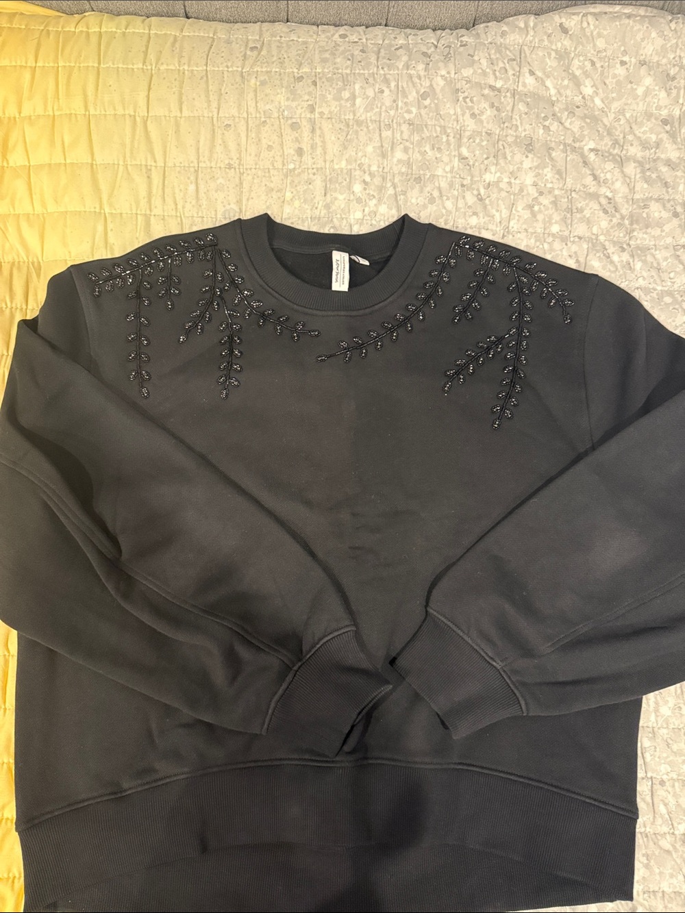 & Other Stories Black Beaded Crewneck Sweater